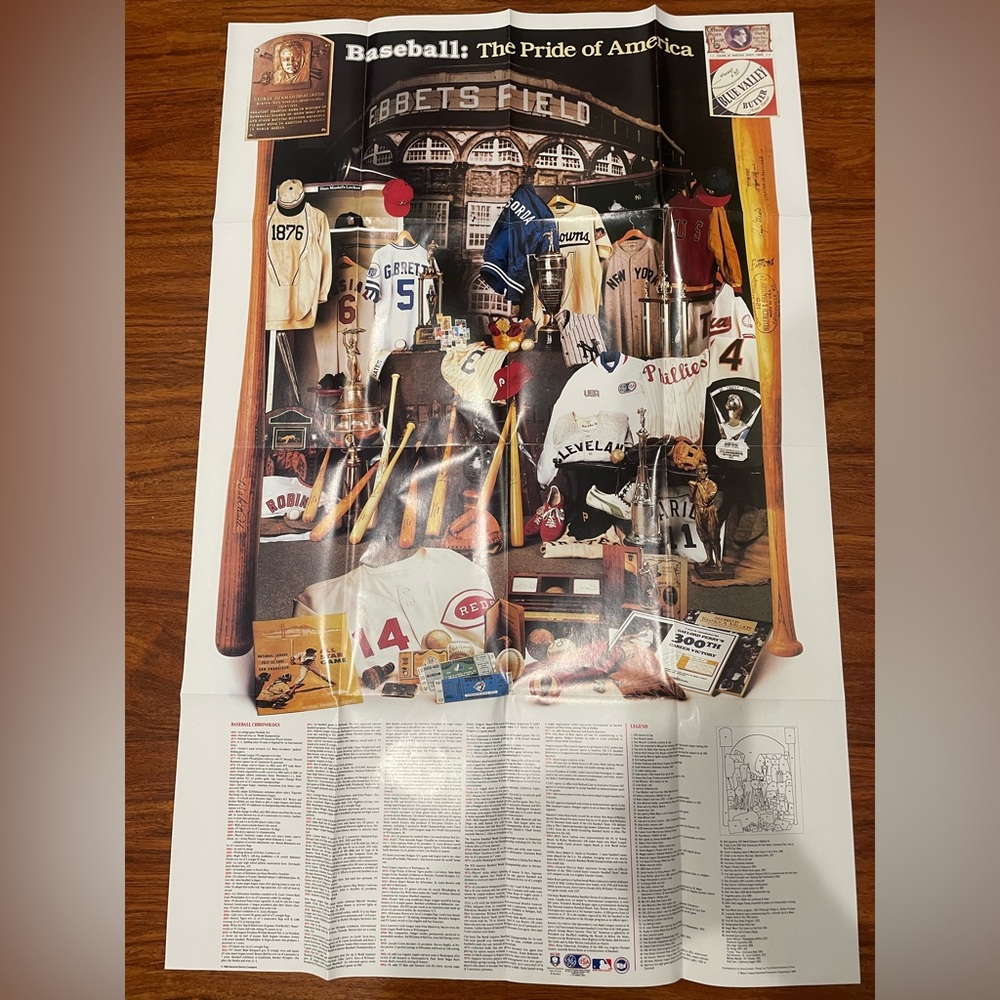 BASEBALL : The Pride Of America  Poster VINTAGE ebbots musial brett rose lasorda